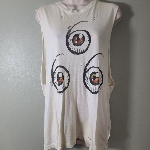 Vintage Rare UNIF Distressed Triple 6 Eye Graphic Muscle Tank - Picture 2 of 8